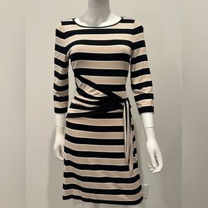 White House Black Market Black and Cream Striped Dress Size 6